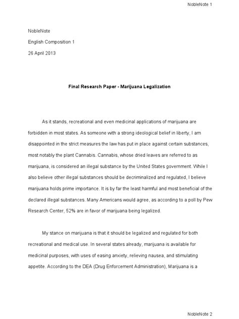 legalizing marijuana thesis statement